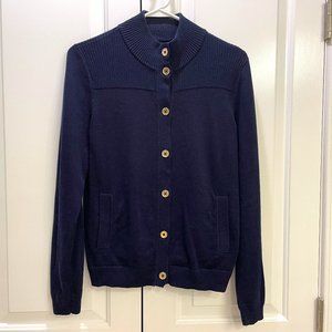 EUC Jones New York Signature Cardigan Sweater, Navy, Pockets, 89% Cotton, Sml